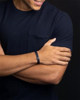 Preview: Dreifaches blaues italienisches Nappalederarmband mit versilberter Oberfläche - Ter Blue